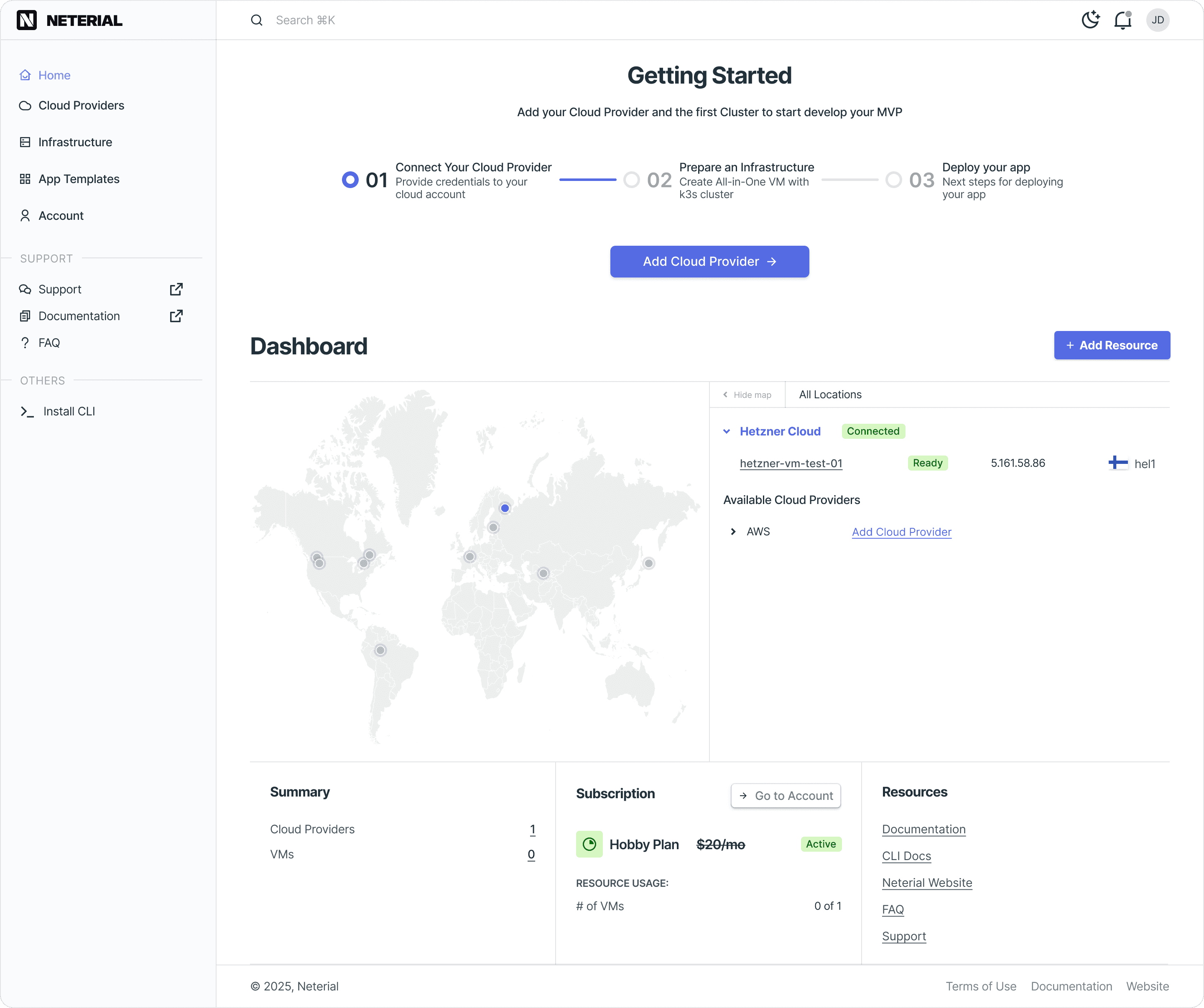 Neterial dashboard